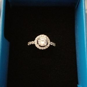 Cubic Zirconia Halo dress ring